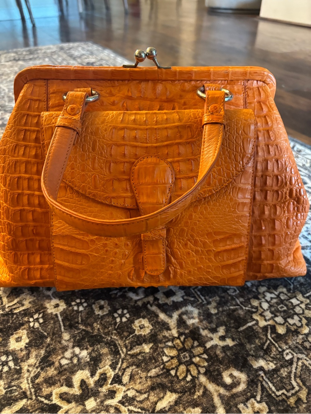✨ RARE Vintage ZAFFIRO ITALY Genuine Caiman Hornback Exotic Leather Doctor Bag ✨